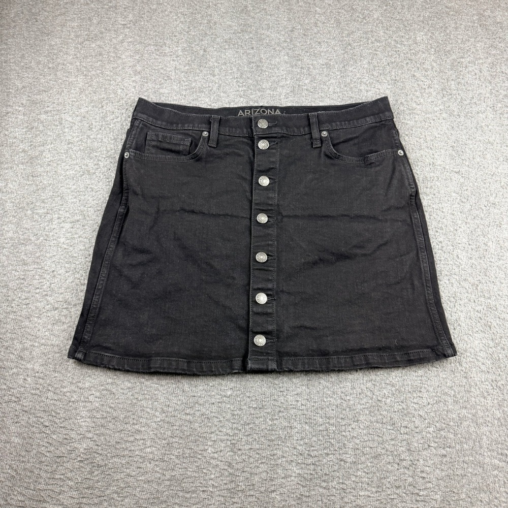 Arizona Jean Co‎ Black Denim Button Front Mini Skirt Women's Size 13